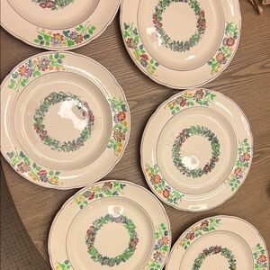 Rare Vintage Copeland Spode Dinner Plates Floral Motif - set of 6